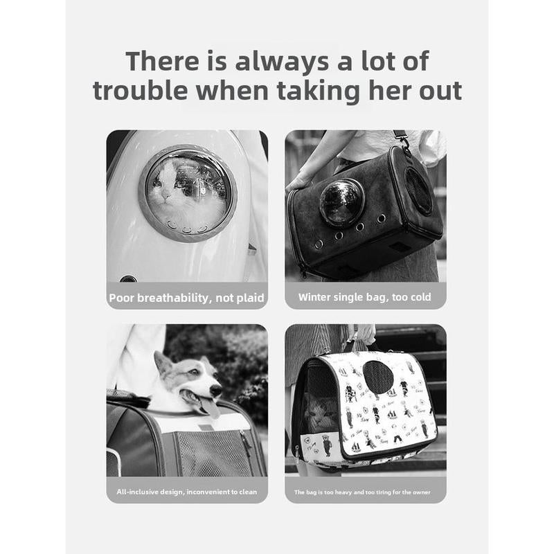 Dog Bag Autumn and Winter Portable Outing Bag Warm Windproof Bear Cute Cute Shoulder Bag Cat Bag Pet Crossbody Bag Dog Backpack