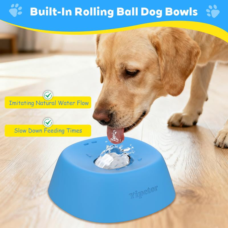 Yipetor Slow Feeder Dog Bowls for Liquid Treat, [Built-In Rolling Ball] No Spill Bone Broth Dog Licking Bowl, Multi-Purpose Puppy Yogurt Feeder Bowl for All Breeds Dietary Supplement/Post-Op Nutrition