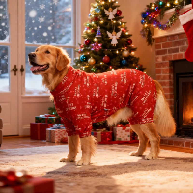 Christmas Dog Pajama, Funny Christmas Dog Costume, Christmas Puppy Pajama, Christmas Puppy Clothes, Puppy Christmas Gift, Dog Clothes, All over Print-Christmas Pattern, S-6XL Warm Winter Dog Pajamas Set Cute Snowman Dog Pajamas Christmas Shirt