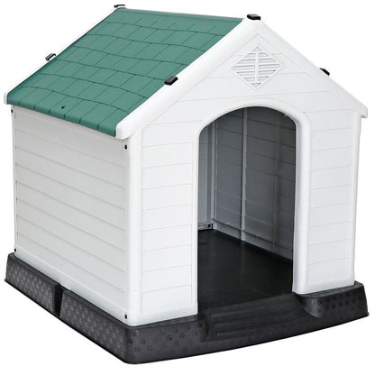 Pet Republic 34-In Plastic Dog House Waterproof Outdoor Large Pet Kennel Shelter W/Air Vents, Elevated Floor - Blue