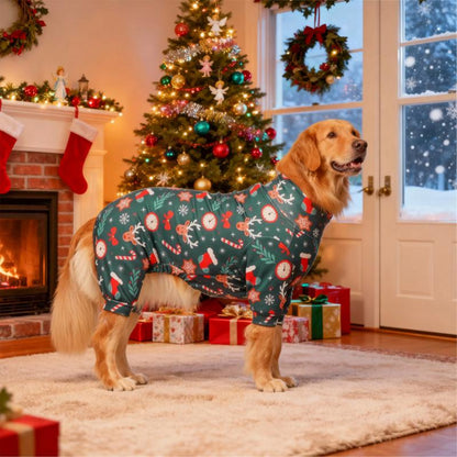 Christmas Dog Pajama, Funny Christmas Dog Costume, Christmas Puppy Pajama, Christmas Puppy Clothes, Puppy Christmas Gift, Dog Clothes, All over Print-Christmas Pattern, S-6XL Warm Winter Dog Pajamas Set Cute Snowman Dog Pajamas Christmas Shirt