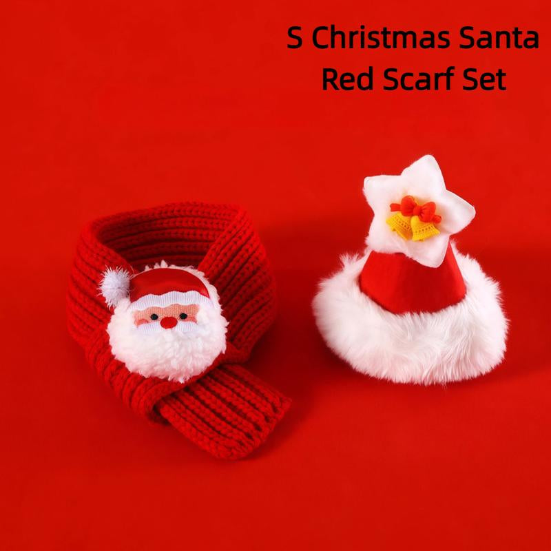 Christmas Costume Gift for Pet Red Santa Cat Dog Costumes with Scarf Hat Set Adjustable for Cats & Small Dogs Hat & Scarf Christmas Gift Christmas 2025 Winter