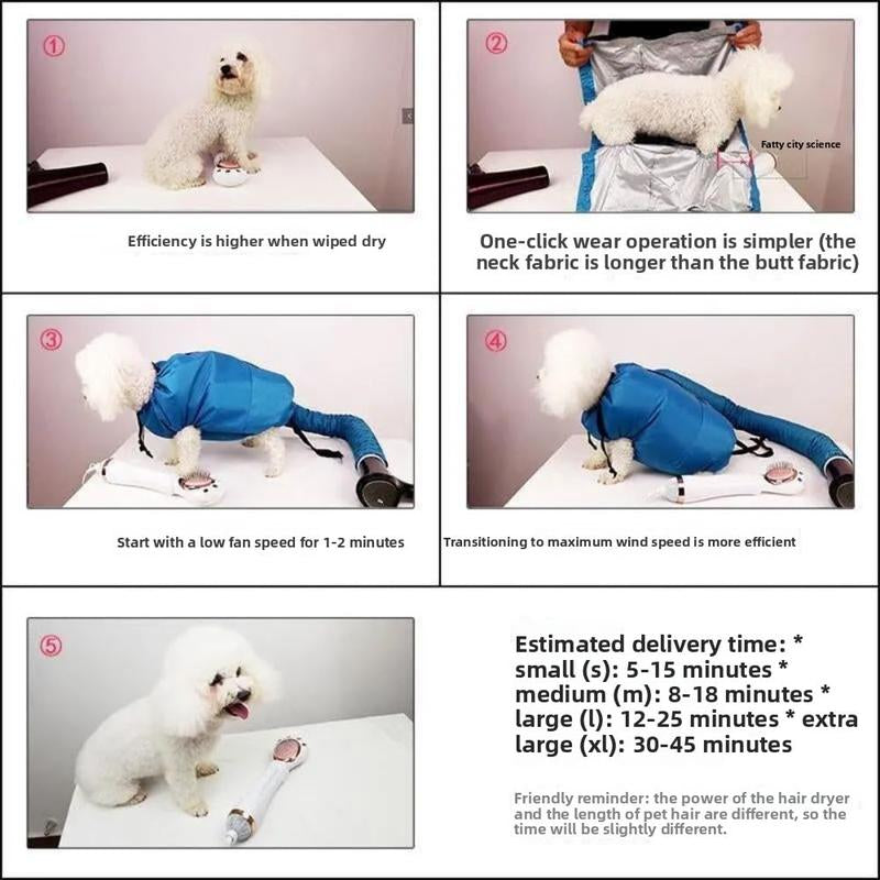 Pet Coat Quick Drying Bag for Small Pets Portable Hands-Free Grooming Solution Absorb Moisture Dry Fast Low Noise Puff Fluff Ideal for Baths