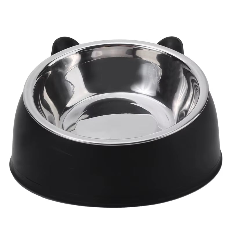 Cat Bowl Lovely Creative Inclined Kitten Puppy Food Feeding Bowls Stainless Steel Cats Drinking Feeder Pet Dogs Cats Feeders