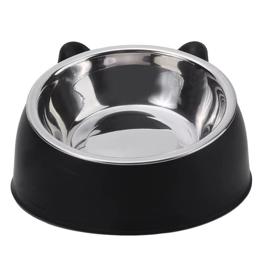 Cat Bowl Lovely Creative Inclined Kitten Puppy Food Feeding Bowls Stainless Steel Cats Drinking Feeder Pet Dogs Cats Feeders