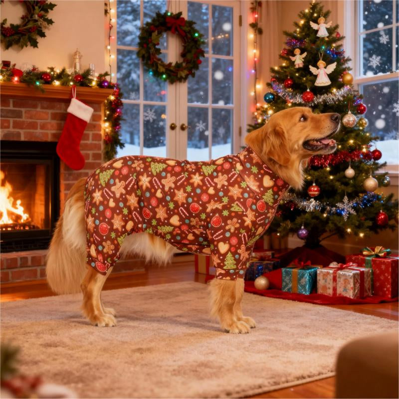 Christmas Dog Pajama, Funny Christmas Dog Costume, Christmas Puppy Pajama, Christmas Puppy Clothes, Puppy Christmas Gift, Dog Clothes, All over Print-Christmas Pattern, S-6XL Warm Winter Dog Pajamas Set Cute Snowman Dog Pajamas Christmas Shirt