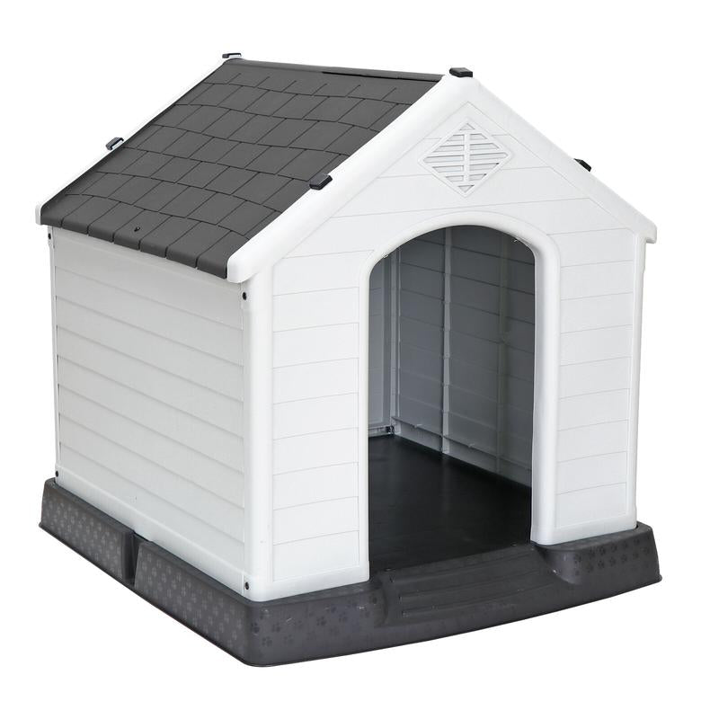 Pet Republic 34-In Plastic Dog House Waterproof Outdoor Large Pet Kennel Shelter W/Air Vents, Elevated Floor - Blue