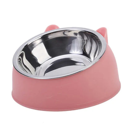 Cat Bowl Lovely Creative Inclined Kitten Puppy Food Feeding Bowls Stainless Steel Cats Drinking Feeder Pet Dogs Cats Feeders